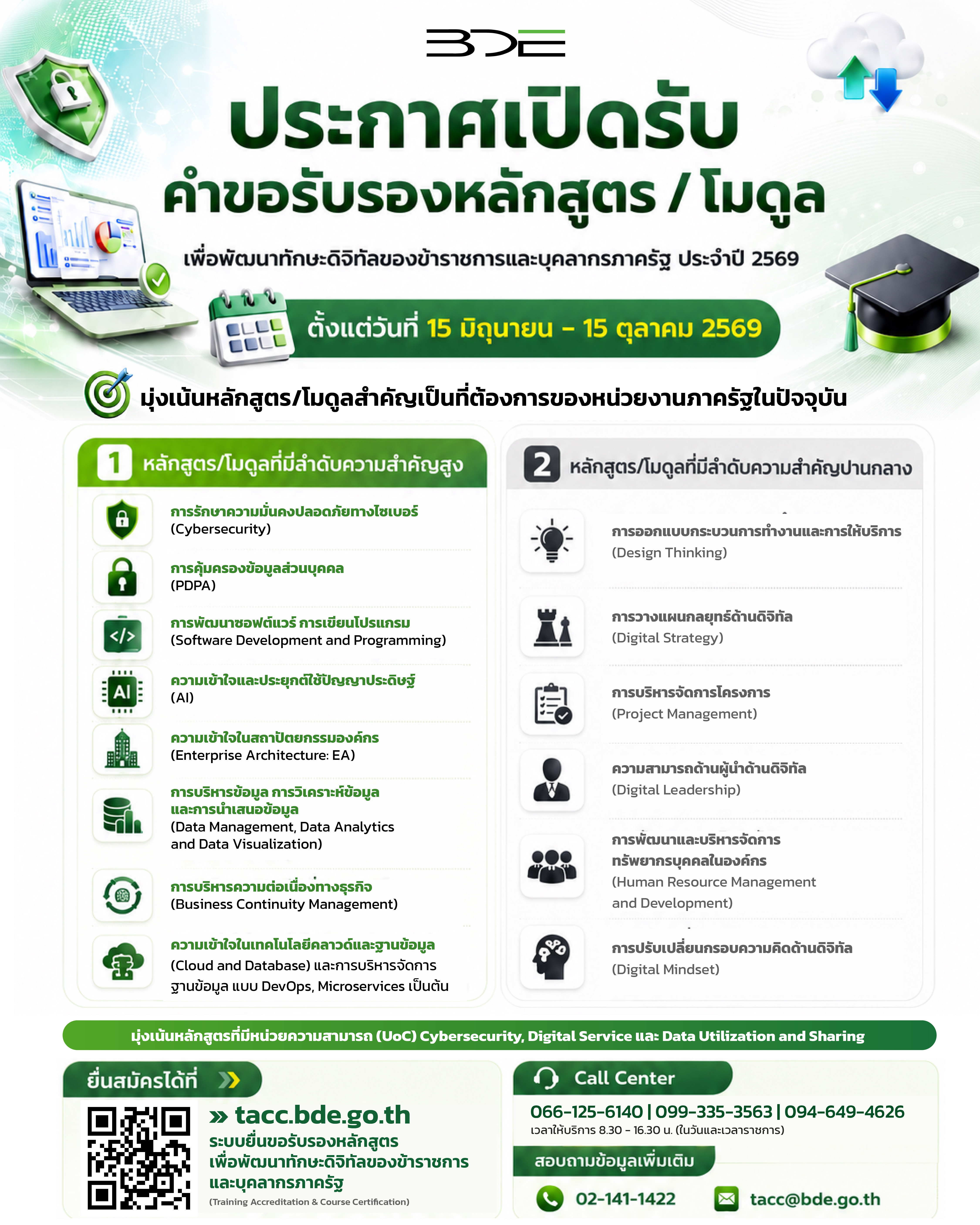 ประกาศเปิดรับคำขอรับรองหลักสูตร/โมดูล เพื่อพัฒนาทักษะดิจิทัลของข้าราชการและบุคลากรภาครัฐ